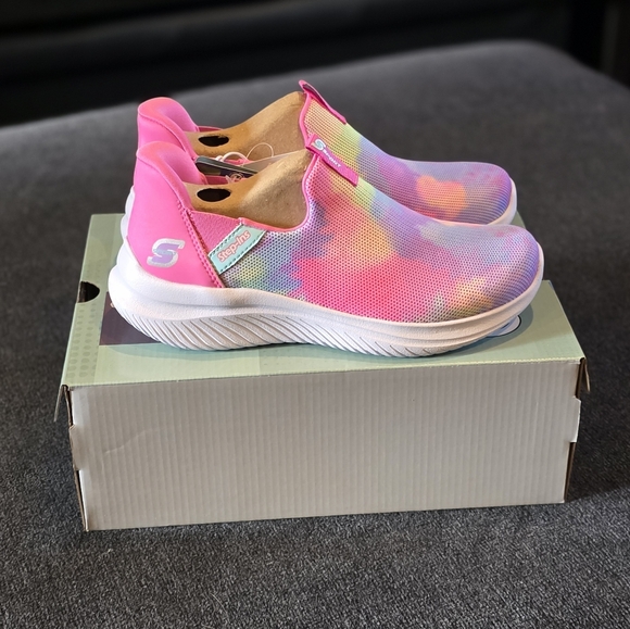 Skechers S Sport Multicolored Baily Step-Ins Shoes Big Kids Size 2 - Picture 3 of 6